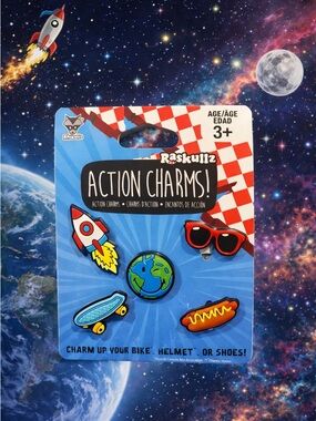 Raskullz Action Charms Set - Fun Bike/Helmet/Shoe Accessories Croc Charms NWT